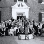 Bowdoin Alpha Delts in front of the former Bowdoin Chapter House